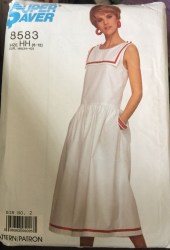 8583 SIMPLICITY EZ DROP WAIST SLEEVELESS SAILOR COLLAR DRESS PATTERN 10-16